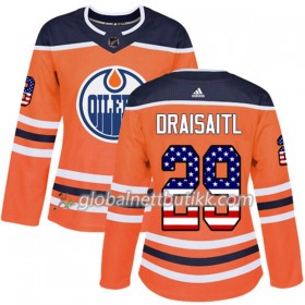 Edmonton Oilers Hockeydrakt Leon Draisaitl 29 2017-2018 USA Flag Fashion Orange Adidas Authentic - Dame